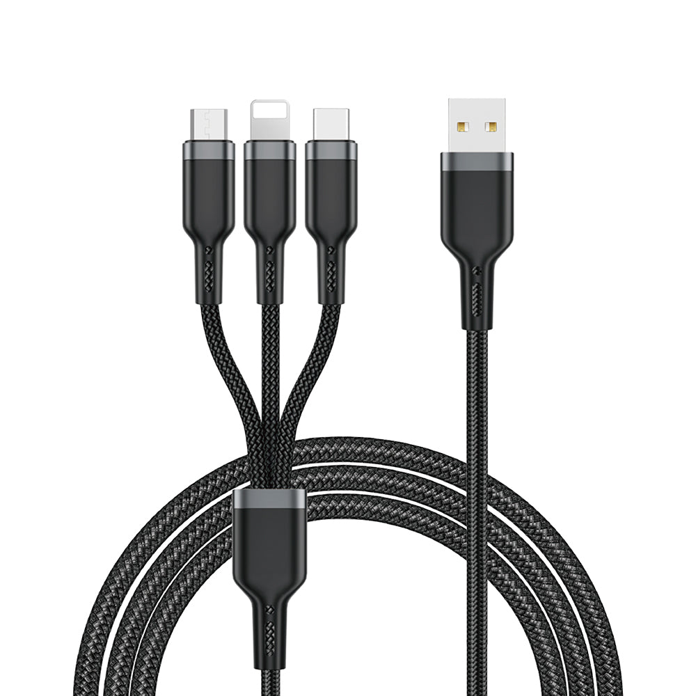 Wiwu Wi-C014 Platinum Serisi 3in1 USB-A to Lightning – Type-C – Micro Şarj ve Data Kablosu 3.1A 1.2m