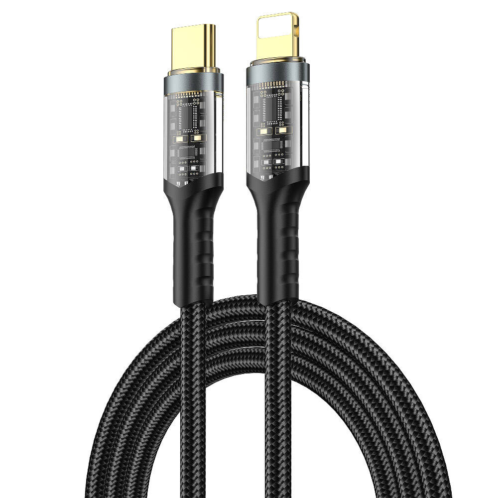 Wiwu Wi-C016 Geek Serisi Type-C to Lightning PD Data Kablo 30W 1.2 Metre Siyah