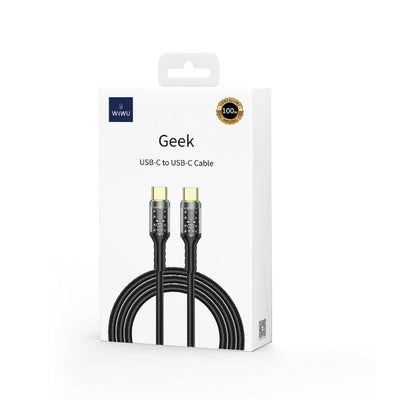 Wiwu Wi-C016 Geek Serisi Type-C to Type-C PD Data Kablo 100W 1.2 Metre Siyah