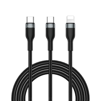 Wiwu Wi-C029 Concise Serisi 2in1 Type-C to Lightning PD Data ve Şarj Kablosu 100W 1.2M Gri