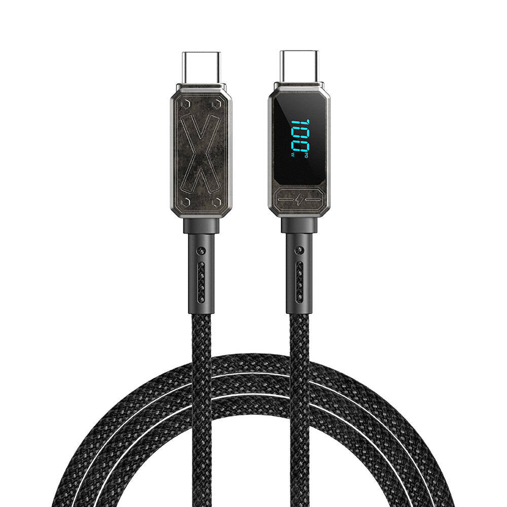Wiwu Wi-C038 Titan Serisi Type-C to Type-C PD 100W LED Dijital Göstergeli Şarj ve Data Kablosu 1.2M Krem
