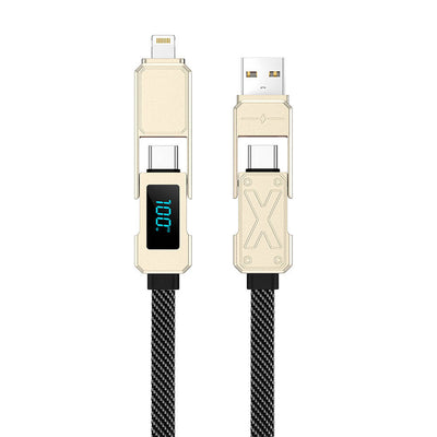 Wiwu Wi-C039 Titan Serisi 4in1 A+C to C+L LED Dijital Göstergeli Şarj ve Data Kablosu 1.5M Siyah