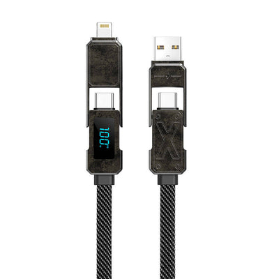 Wiwu Wi-C039 Titan Serisi 4in1 A+C to C+L LED Dijital Göstergeli Şarj ve Data Kablosu 15cm Titanyum
