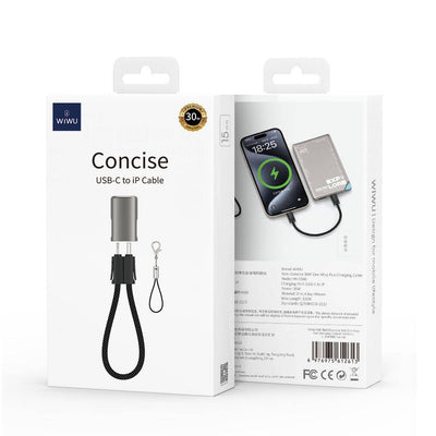 Wiwu Wi-C040 Concise Serisi Type-C to Lightning Hızlı Şarj Özellikli Data ve Şarj Kablosu 30W 15cm Siyah