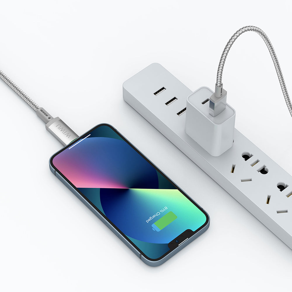 Wiwu Wi-C081 Maglink Serisi Işıklı Magnetik USB-A to Lightning Işıklı Hızlı Şarj Özellikli Data ve Şarj Kablosu 1M