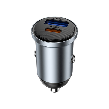 Wiwu Wi-CC030 Nano Lite Serisi Type-C + USB-A Hızlı Şarj Özellikli Akım Korumalı Araç Şarj Aleti PD ve QC3.0 35W