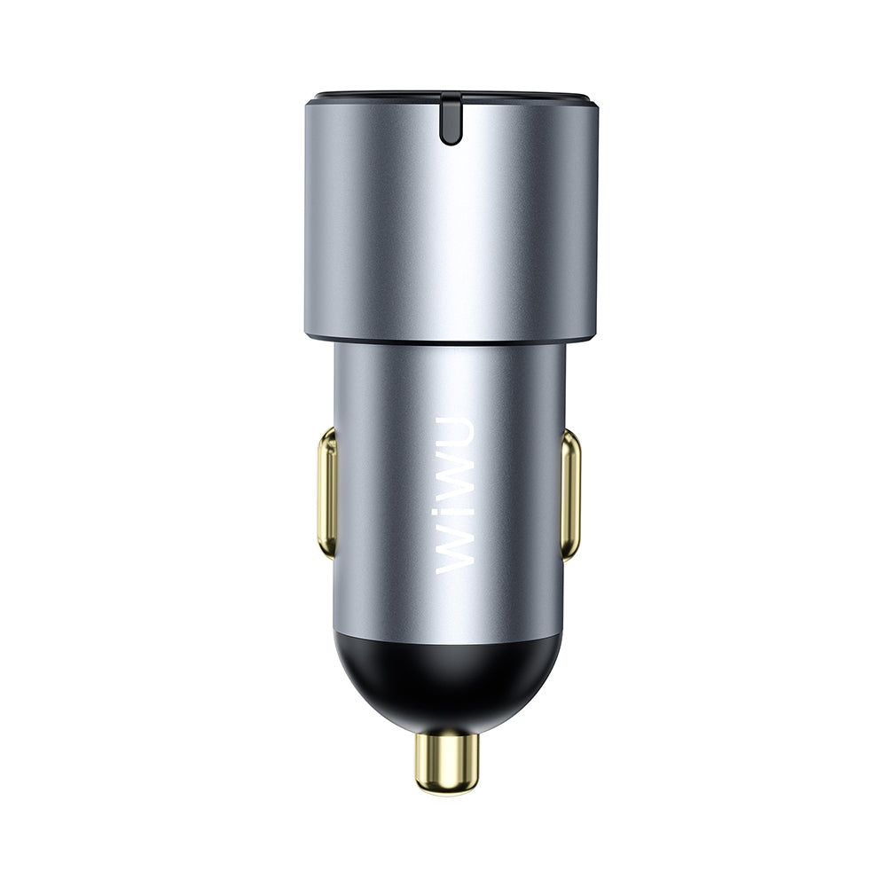 Wiwu Wi-CC032 Nano Pro Serisi Dual Type-C + USB-A Hızlı Şarj Özellikli Akım Korumalı Araç Şarj Aleti PD VE QC3.0 60W