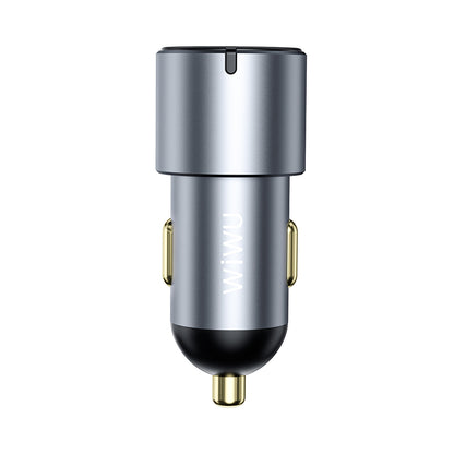 Wiwu Wi-CC032 Nano Pro Serisi Dual Type-C + USB-A Hızlı Şarj Özellikli Akım Korumalı Araç Şarj Aleti PD VE QC3.0 60W