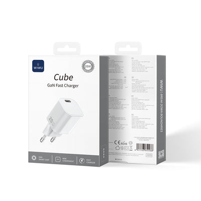 Wiwu Wi-G014 Cube Serisi GaN Tech PD Hızlı Şarj Özellikli Mini Şarj Başlığı 20W Beyaz