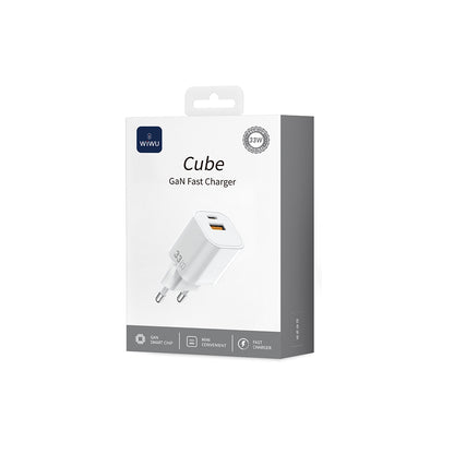 Wiwu Wi-G017 Cube Serisi Type-C PD & USB-A GaN Tech PD Hızlı Şarj Özellikli Mini Şarj Başlığı 33W