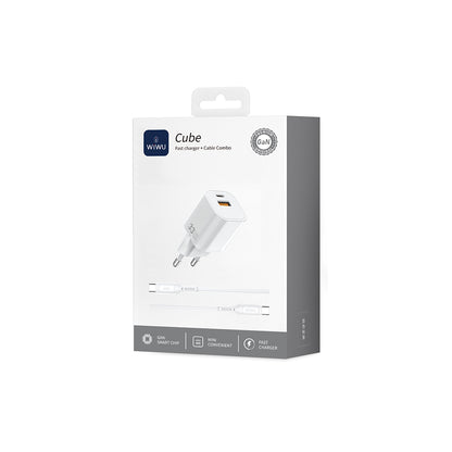Wiwu Wi-G018 Cube Serisi Type-C to Type-C GaN Tech PD Hızlı Şarj Özellikli Kablolu Şarj Seti 33W