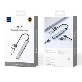 Wiwu Wi-HB003 Zolo Serisi USB3.0 + USB2.0 + SD/TF Bağlantılı Type-C USB-A 5in1 Hub