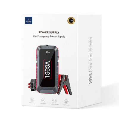 Wiwu Wi-JS001 LED Işıklı Araç Akü Acil Durum Takviye Güç Kaynağı Powerbank 12V 37W 10000mAh Gri