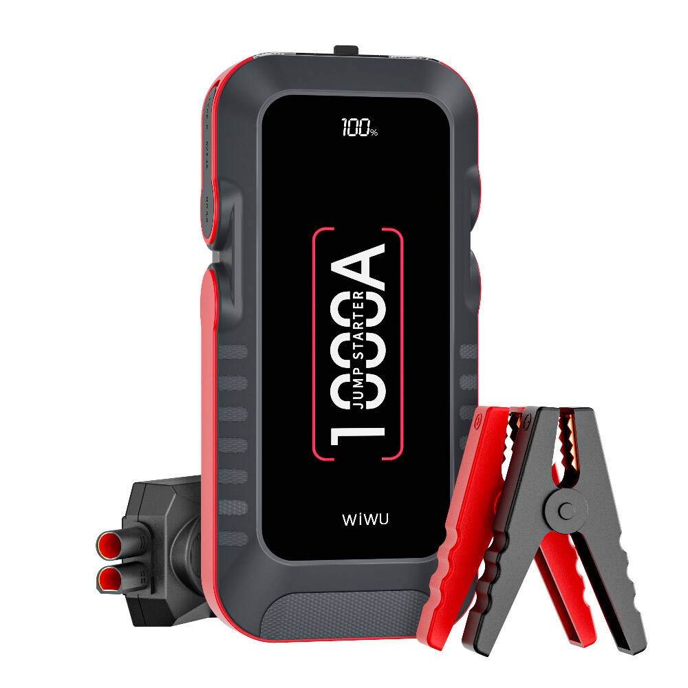 Wiwu Wi-JS001 LED Işıklı Araç Akü Acil Durum Takviye Güç Kaynağı Powerbank 12V 37W 10000mAh Gri