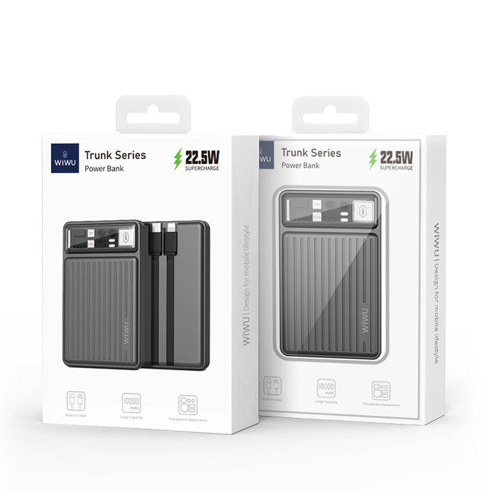 Wiwu Wi-P004 Trunk Serisi Type-C Lightning Çıkışlı Taşınabilir Powerbank PD 22.5W 10000mAh