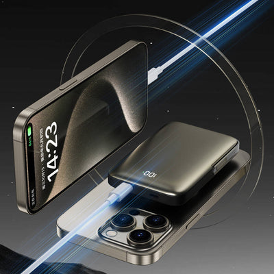 Wiwu Wi-P018 Elite Serisi Led Ekranlı Magsafe Powerbank Wireless 15W 10000mAh Gri