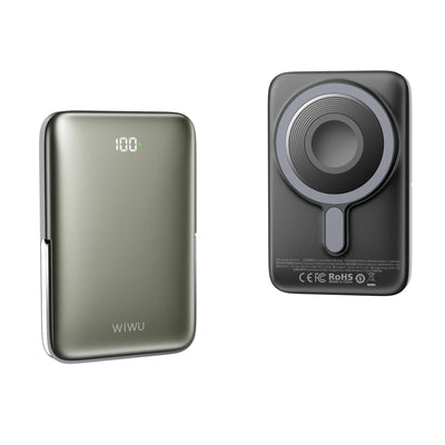 Wiwu Wi-P018 Elite Serisi Led Ekranlı Magsafe Powerbank Wireless 15W 10000mAh Gri