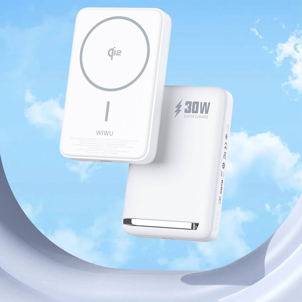 Wiwu Wi-P031 Qi2.0 LED Işık Göstergeli Standlı 30W Taşınabilir Magsafe Wireless Powerbank 10.000mAh