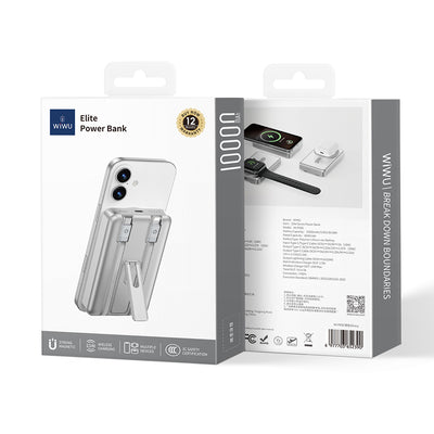 Wiwu Wi-P056 Taşınabilir Wireless Şarj ve PD Hızlı Şarj Özellikli Powerbank 15W 10000mAh Siyah
