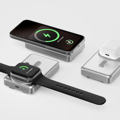 Wiwu Wi-P056 Taşınabilir Wireless Şarj ve PD Hızlı Şarj Özellikli Powerbank 15W 10000mAh