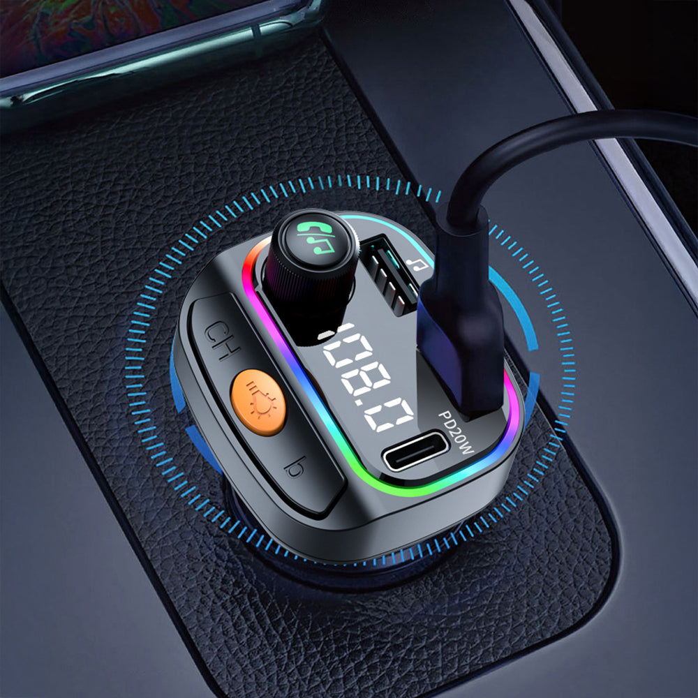 Wiwu Wi-QC031 RGB Bluetooth Transmitter MP3 Type-C ve USB-A Araç Şarjı