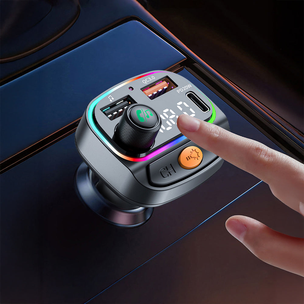 Wiwu Wi-QC031 RGB Bluetooth Transmitter MP3 Type-C ve USB-A Araç Şarjı