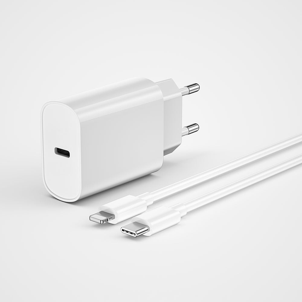 Wiwu Wi-U001 Quick 20W Tek Bağlantılı Şarj Başlığı Type-C to Lightning PD 20W Kablolu Şarj Seti Beyaz
