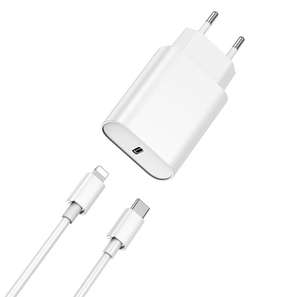 Wiwu Wi-U001 Quick 20W Tek Bağlantılı Şarj Başlığı Type-C to Lightning PD 20W Kablolu Şarj Seti Beyaz