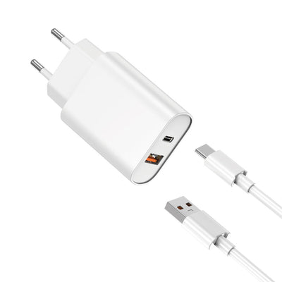 Wiwu Wi-U002 Quick Hızlı Şarj Başlığı USB-A to Type-C PD 20W Kablolu Şarj Seti Beyaz