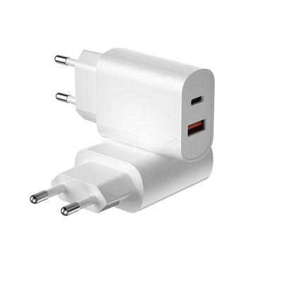Wiwu Wi-U002 Quick Type-C PD & USB-A QC Hızlı Şarj Başlığı 20W Beyaz