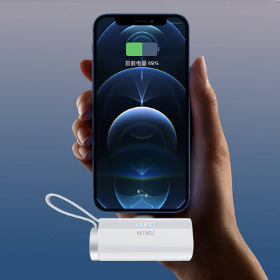 Wiwu Wi-W026 Capsule Serisi 2in1 Mini Taşınabilir Standlı Askılı Type-C PD Powerbank 5000mAh Beyaz