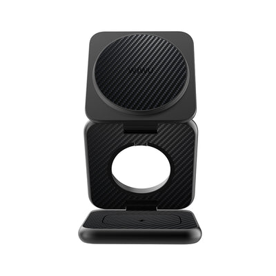 Wiwu Wi-W035 3 in 1 Magnetik Hızlı Şarj Özellikli Aramid Fiber Kablosuz Şarj Standı 15W Siyah