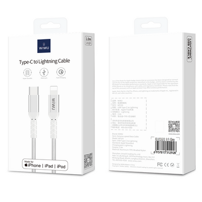 Wiwu WP101 MFI Type-c to Lightning Kablo Kırmızı
