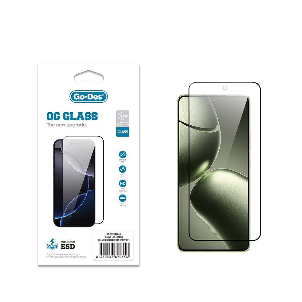 Xiaomi 14T Pro Go Des OG Glass Antistatik Temperli Cam Ekran Koruyucu Şeffaf