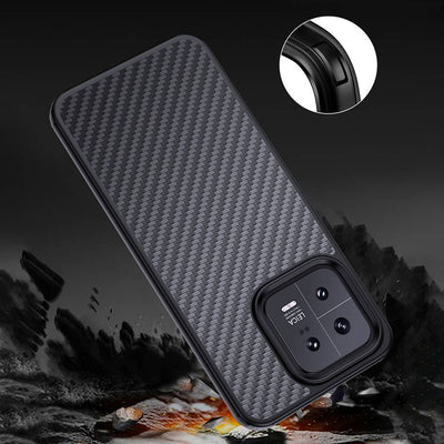 Xiaomi Mi 13 Kılıf Aramid Karbon Fiber Magsafe Özellikli Wlons Radison Kapak Siyah