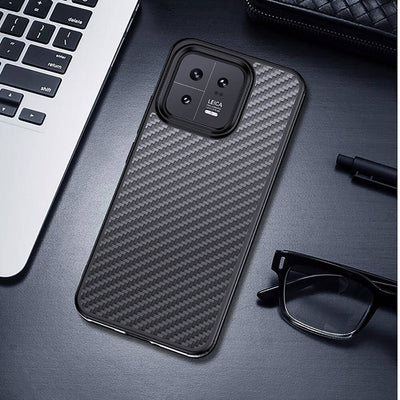 Xiaomi Mi 13 Kılıf Aramid Karbon Fiber Magsafe Özellikli Wlons Radison Kapak Siyah