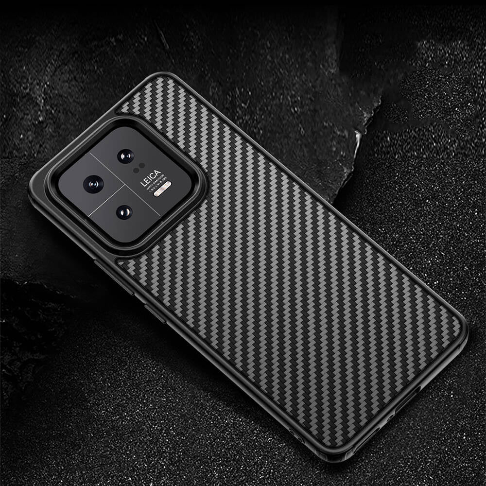 Xiaomi Mi 13 Kılıf Aramid Karbon Fiber Magsafe Özellikli Wlons Radison Kapak Siyah
