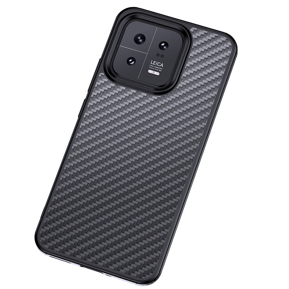 Xiaomi Mi 13 Kılıf Aramid Karbon Fiber Magsafe Özellikli Wlons Radison Kapak Siyah