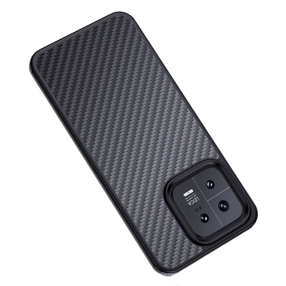 Xiaomi Mi 13 Kılıf Aramid Karbon Fiber Magsafe Özellikli Wlons Radison Kapak Siyah