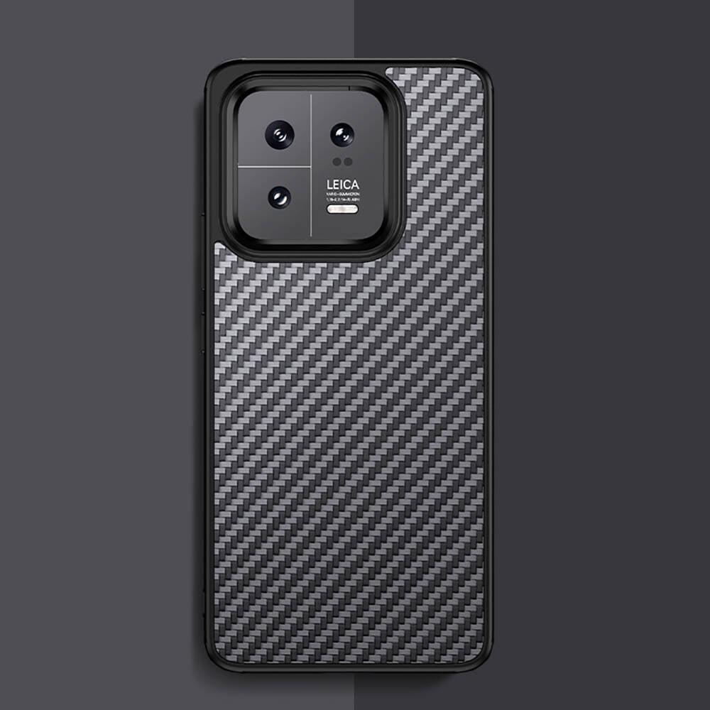 Xiaomi Mi 13 Kılıf Aramid Karbon Fiber Magsafe Özellikli Wlons Radison Kapak Siyah