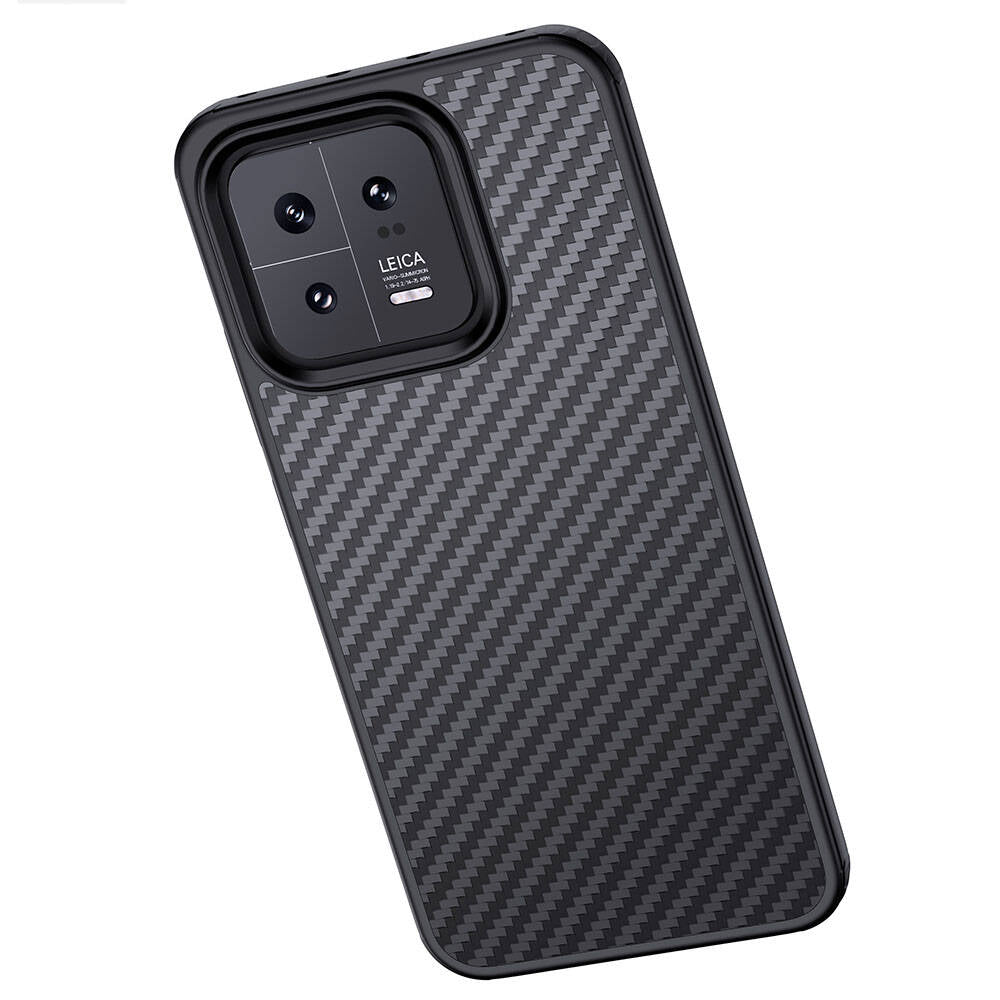 Xiaomi Mi 13 Pro Kılıf Aramid Karbon Fiber Magsafe Özellikli Wlons Radison Kapak Siyah