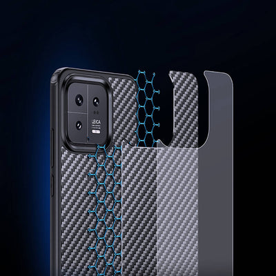 Xiaomi Mi 13 Pro Kılıf Aramid Karbon Fiber Magsafe Özellikli Wlons Radison Kapak Siyah