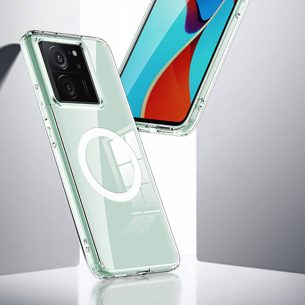 Xiaomi Mi 13T Kılıf Sert PC Arka Yüzey Wireless Şarj Özellikli Zore Flet Magsafe Kapak Renksiz