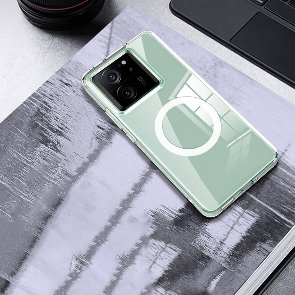 Xiaomi Mi 13T Pro Kılıf Sert PC Arka Yüzey Wireless Şarj Özellikli Zore Flet Magsafe Kapak Renksiz