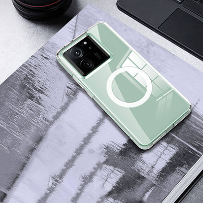 Xiaomi Mi 13T Pro Kılıf Sert PC Arka Yüzey Wireless Şarj Özellikli Zore Flet Magsafe Kapak Renksiz