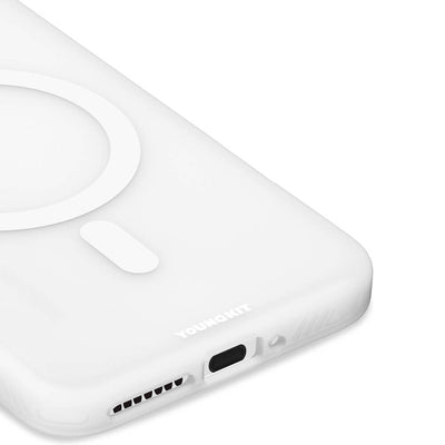 Xiaomi Mi 14 Kılıf Magsafe Şarj Özellikli Youngkit Hidden Sand Serisi Kapak Beyaz
