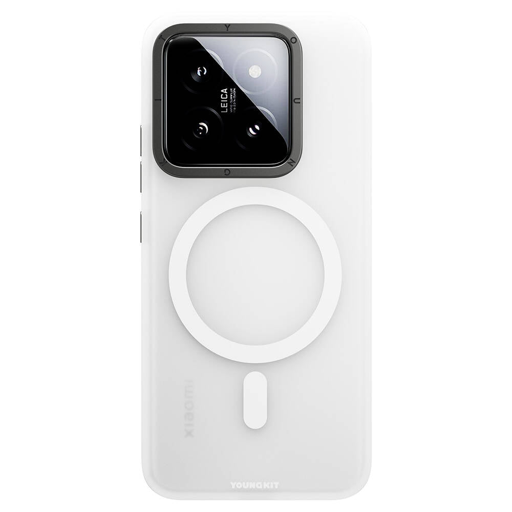 Xiaomi Mi 14 Kılıf Magsafe Şarj Özellikli Youngkit Hidden Sand Serisi Kapak Beyaz