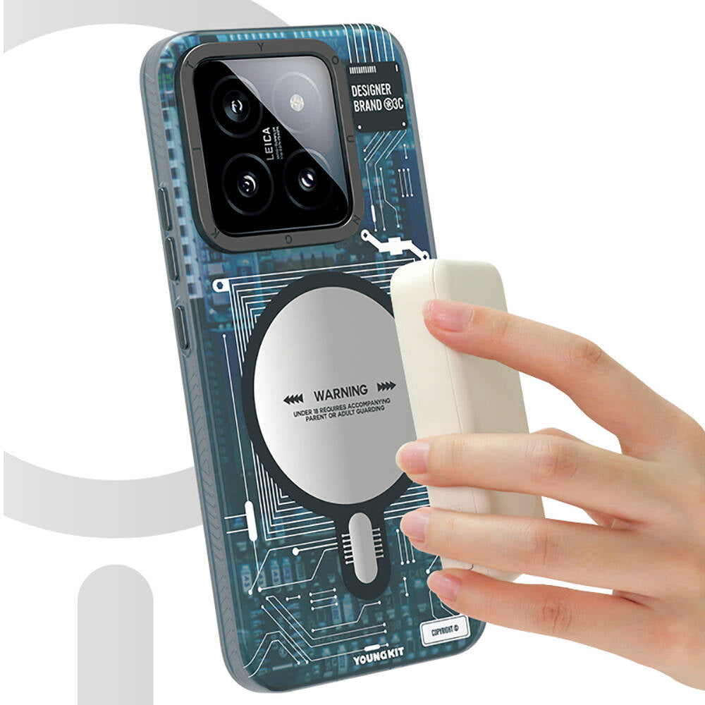 Xiaomi Mi 14 Kılıf M-safe Şarj Özellikli YoungKit Technology Serisi Kılıf