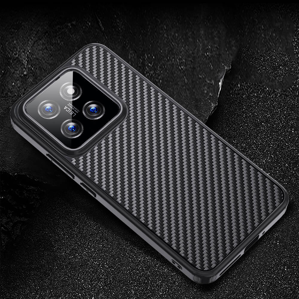 Xiaomi Mi 14 Pro Kılıf Aramid Karbon Fiber Magsafe Özellikli Wlons Radison Kapak Siyah