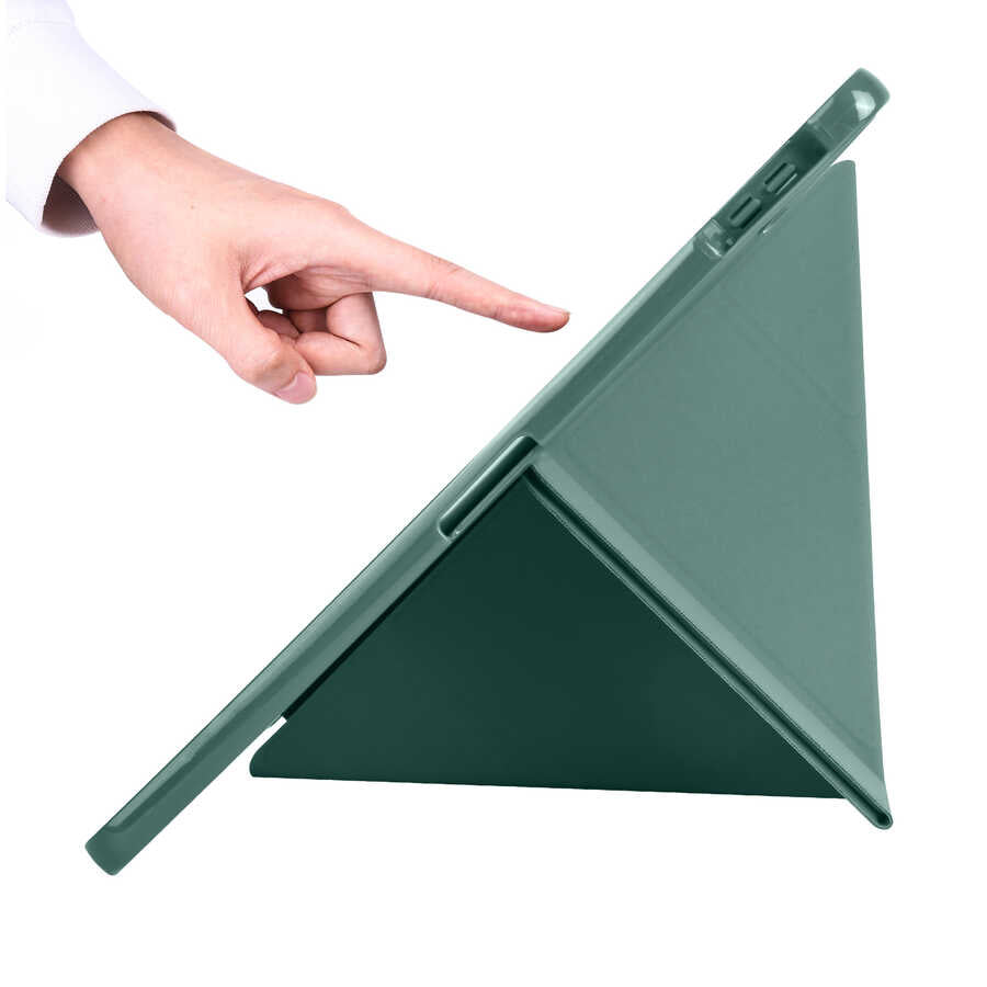 Xiaomi Mi Pad 5 Kılıf Zore Tri Folding Kalem Bölmeli Standlı Kılıf Koyu Yeşil